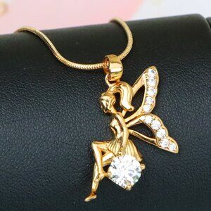 "Rose Gold Fairy Pendant with CZ Accents Elegant Charm, XPPT1440